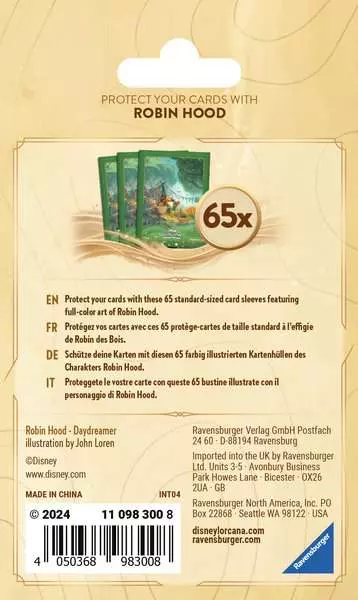 Ravensberger Matratzen Disney Lorcana: Die Tintenlande - Kartenhüllen Robin Hood 50% Rabatt für begrenzte Zeit