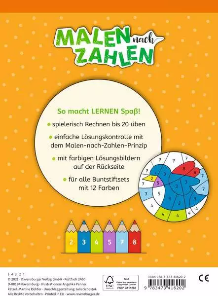 Ravensberger Matratzen Malen nach Zahlen, 1. Kl.: Rechnen bis 20 Online