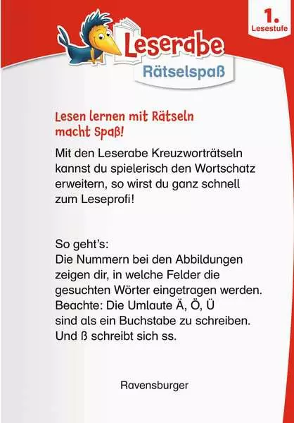 Ravensberger Matratzen Leserabe: Kreuzworträtsel zum Lesenlernen (1. Lesestufe) Limitierter Zeitrabatt