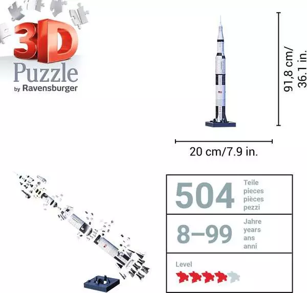 Ravensberger Matratzen 3D Puzzle Apollo Saturn V Rakete Räumungsverkauf