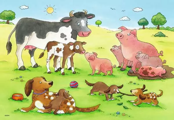 Ravensberger Matratzen Kinderpuzzle ab 3 Jahren - Glückliche Tierfamilien - 12 Teile Schlussverkauf
