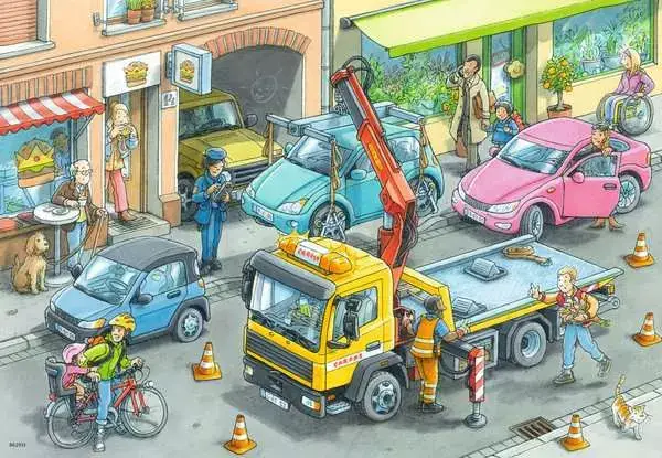 Ravensberger Matratzen Kinderpuzzle ab 4 Jahren - Müllabfuhr und Abschleppwagen - 24 Teile Großer Ausverkauf