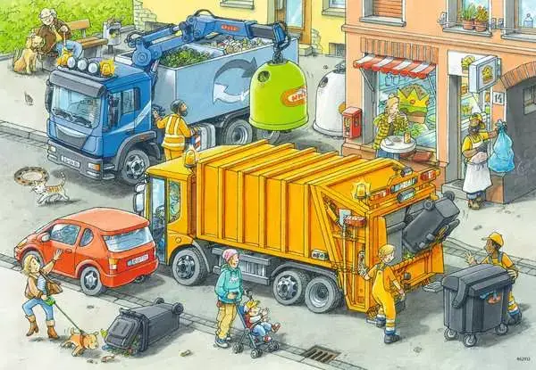 Ravensberger Matratzen Kinderpuzzle ab 4 Jahren - Müllabfuhr und Abschleppwagen - 24 Teile Großer Ausverkauf