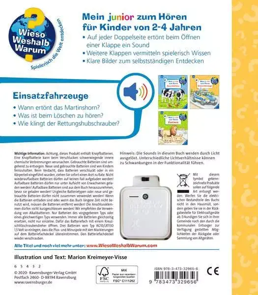 Ravensberger Matratzen Ravensburger Wieso? Weshalb? Warum? Mein junior zum Hören, Band 2: Einsatzfahrzeuge Vierteljährliche Förderung