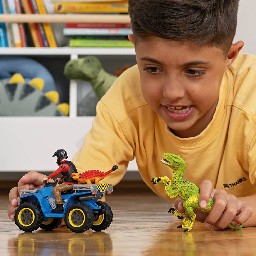 Schleich Flucht auf Quad vor Velociraptor 50% Rabatt mit kostenlosem Versand