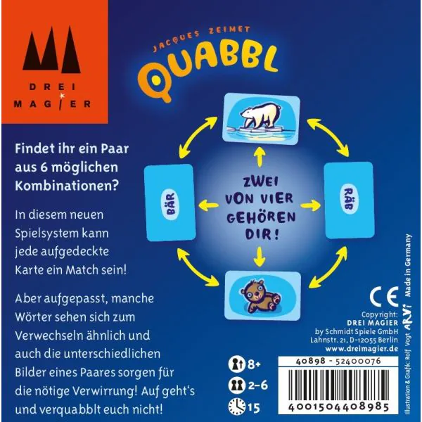 ﻿Schmidt Spiele Drei Magier®: Quabbl, Kartenspiel Jubiläumsangebot