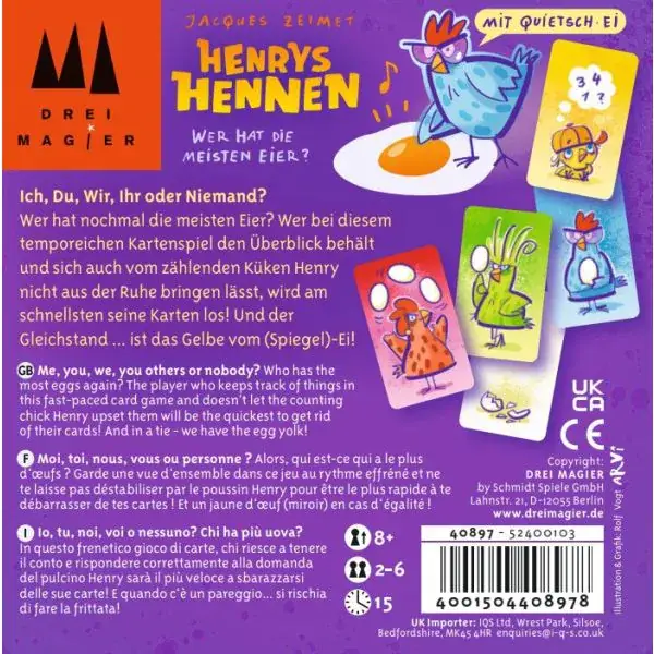 Schmidt Spiele Drei Magier®: Henrys Hennen, Kartenspiel Lagerräumung
