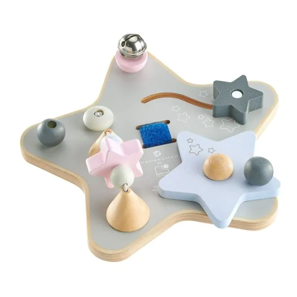 Schmidt Spiele bellybutton: Sternchenspiel, Mobiles Erlebnisbrett aus Holz, 19 cm