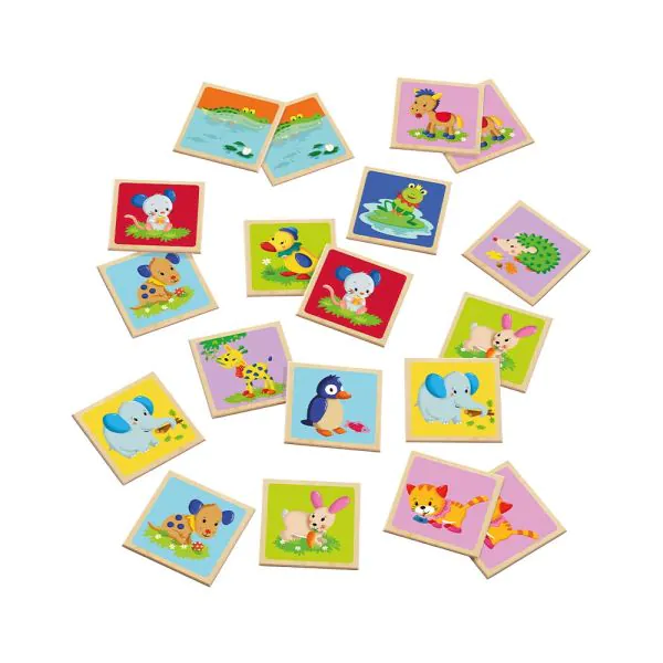 Schmidt Spiele Memo Tiere, Legespiel aus Holz, 24 Teile