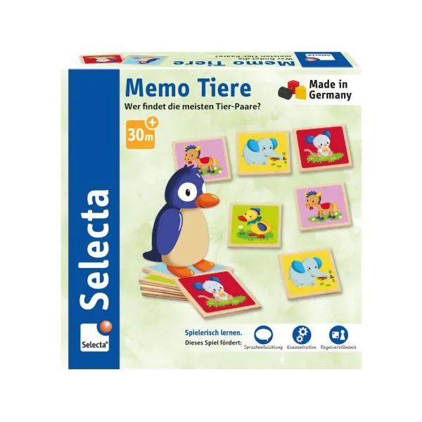 Schmidt Spiele Memo Tiere, Legespiel aus Holz, 24 Teile 2025