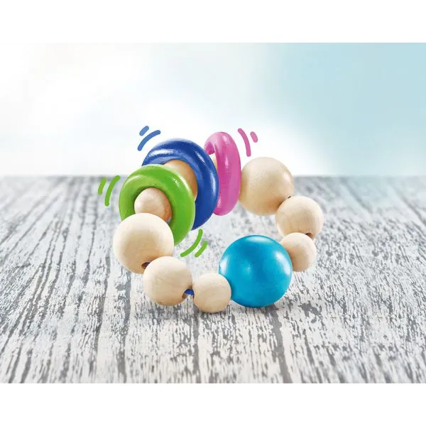 Schmidt Spiele Ringellino, klappernder Greifling aus Holz, 8,5 cm Outlet