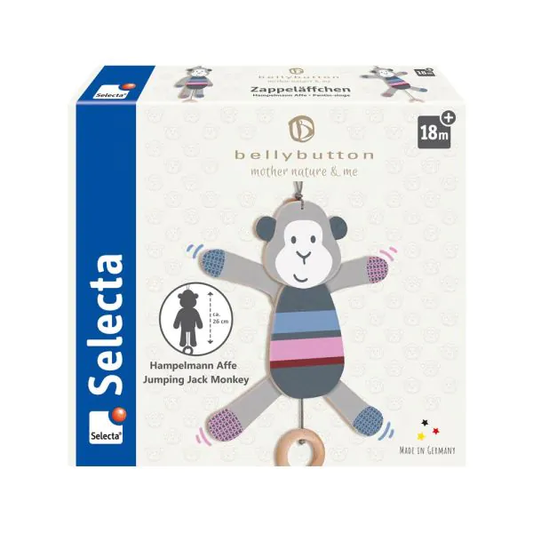 Schmidt Spiele bellybutton: Zappeläffchen, Hampelmann Affe aus Holz, 26 cm im Angebot