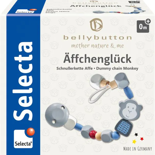 Schmidt Spiele bellybutton: Äffchenglück, blau, Schnullerkette, 22 cm Sonderangebot