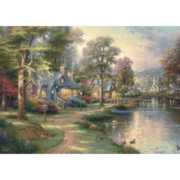 Schmidt Spiele Thomas Kinkade Studios: Dorf am See, 1.000 Teile Holzpuzzle Fabrik Onlineshop