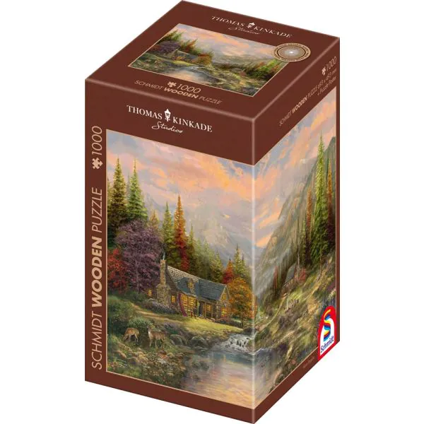 Schmidt Spiele Thomas Kinkade Studios: Bergkulisse mit Bach, 1.000 Teile Holzpuzzle