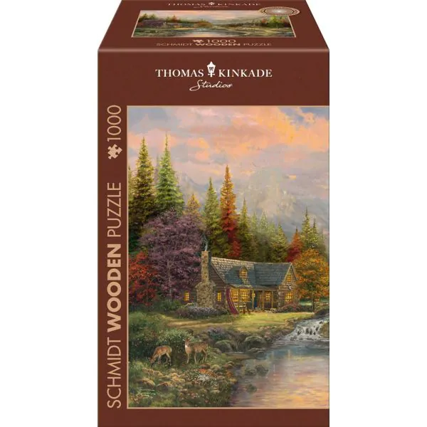 Schmidt Spiele Thomas Kinkade Studios: Bergkulisse mit Bach, 1.000 Teile Holzpuzzle Fabrikpreis