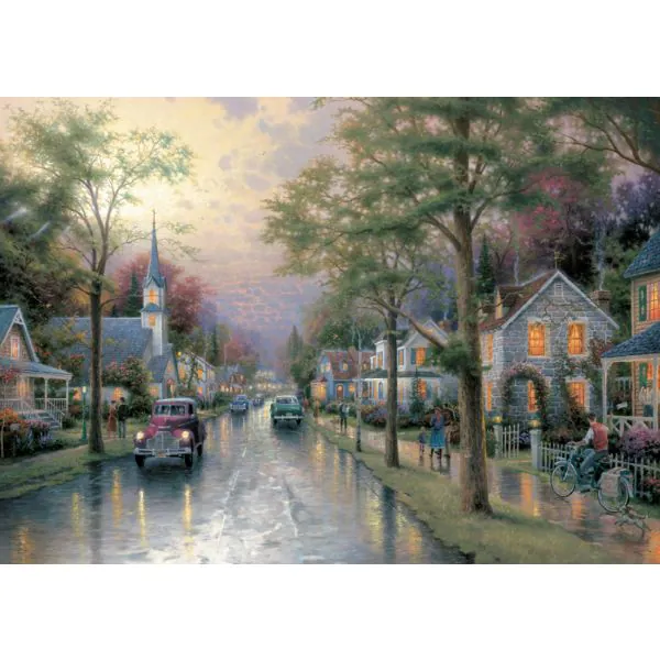 Schmidt Spiele Thomas Kinkade: Inspired Home - Morgen in der kleinen Stadt, 1.000 Teile Puzzle Sonderangebote