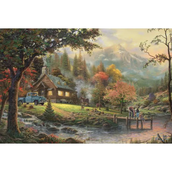 Schmidt Spiele Thomas Kinkade: Idylle am Fluss, 500 Teile Puzzle Kostenlose Rückgabe