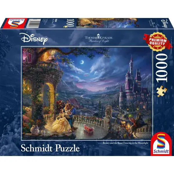Schmidt Spiele Thomas Kinkade: Painter of Light - Disney, Die Schöne und das Biest - Tanz im Mondlicht, 1.000 Teile Puzzle