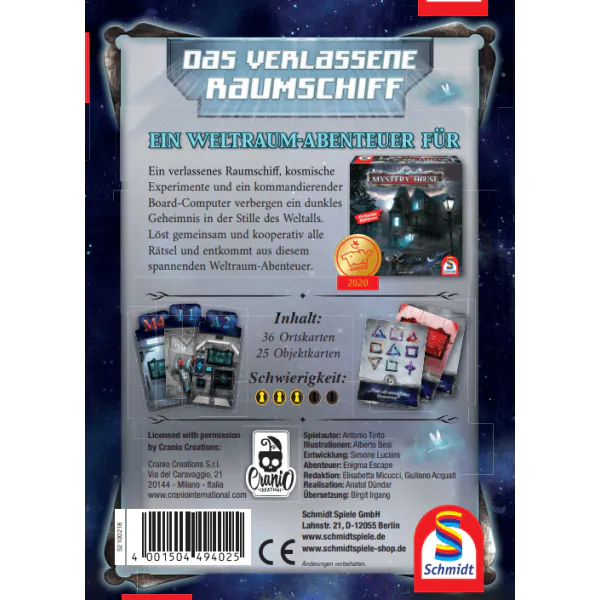 Schmidt Spiele Mystery House, Das verlassene Raumschiff, 2. Erweiterung, Familienspiel im Angebot