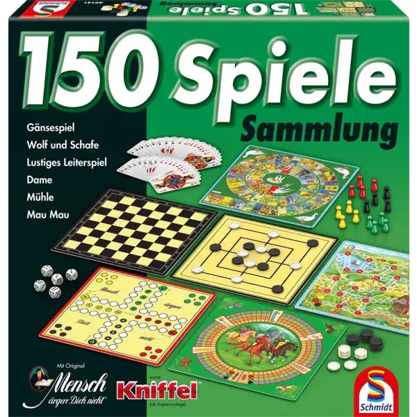 Schmidt Spiele 150er Spielesammlung, 150 Spielemöglichkeiten, grün