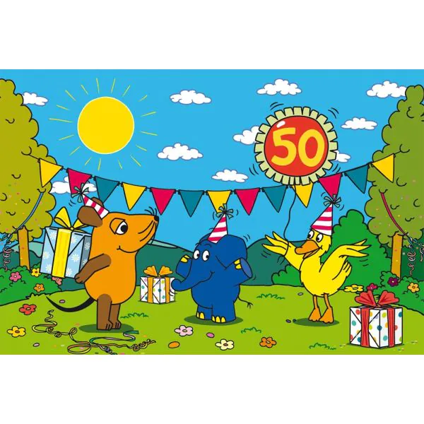Schmidt Spiele Die Maus: Alles Liebe zum Geburtstag, 50. Geburtstag Elefant, 60 Teile Kinderpuzzle Tiefpreis