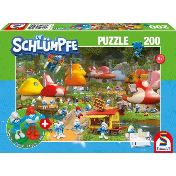 Schmidt Spiele Die Schlümpfe: In Schlumpfhausen, 200 Teile Kinderpuzzle mit Add-on