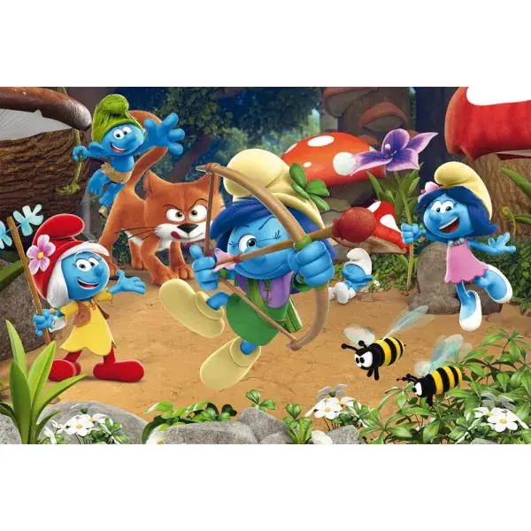 Schmidt Spiele Die Schlümpfe: Azrael in Schlumpfhausen, 60 Teile Kinderpuzzle mit Add-on Begrenzte Freigabe
