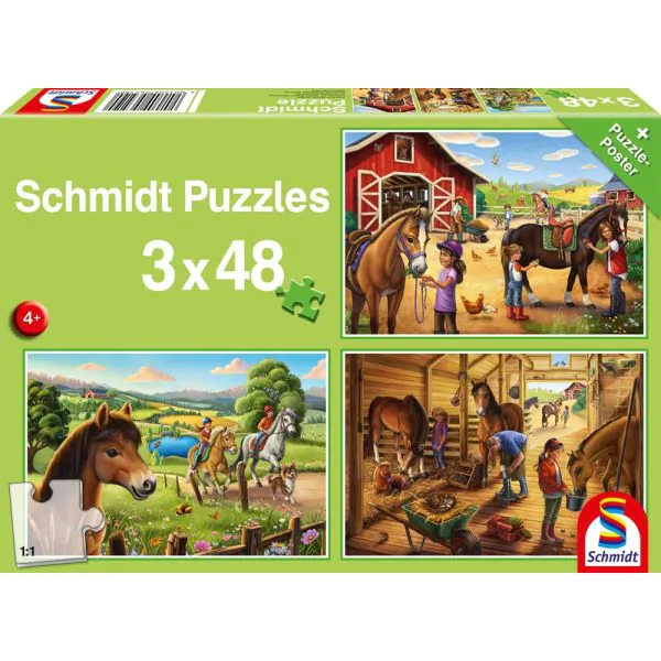 Schmidt Spiele Meine Lieblingspferde, 3 x 48 Teile Kinderpuzzle