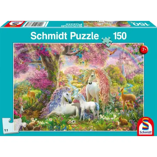 Schmidt Spiele Einhornfamilie im Blütenwald, 150 Teile Kinderpuzzle