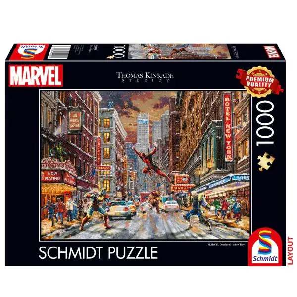 Schmidt Spiele Thomas Kinkade Studios: MARVEL, Deadpool – Snow Day, 1.000 Teile Puzzle