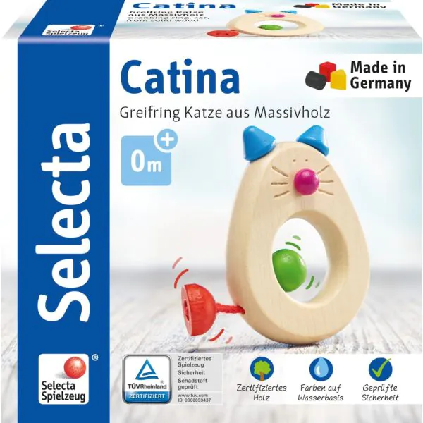 Schmidt Spiele Catina, Katzen, Greifling aus Holz, 8,5 cm Super Rabatt