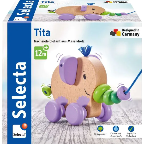 Schmidt Spiele Tita, Nachziehspielzeug aus Holz, 14 cm Kostenloser Versand international