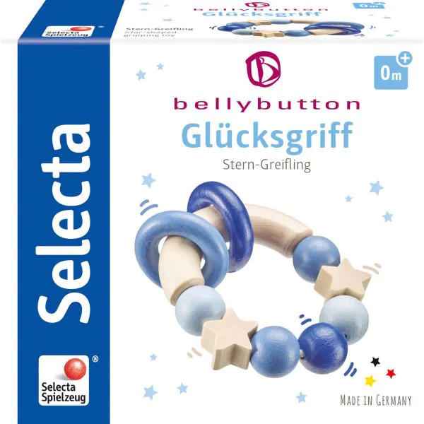 Schmidt Spiele bellybutton: Glücksgriff blau, Greifling aus Holz, 7,5 cm Vatertagsangebot