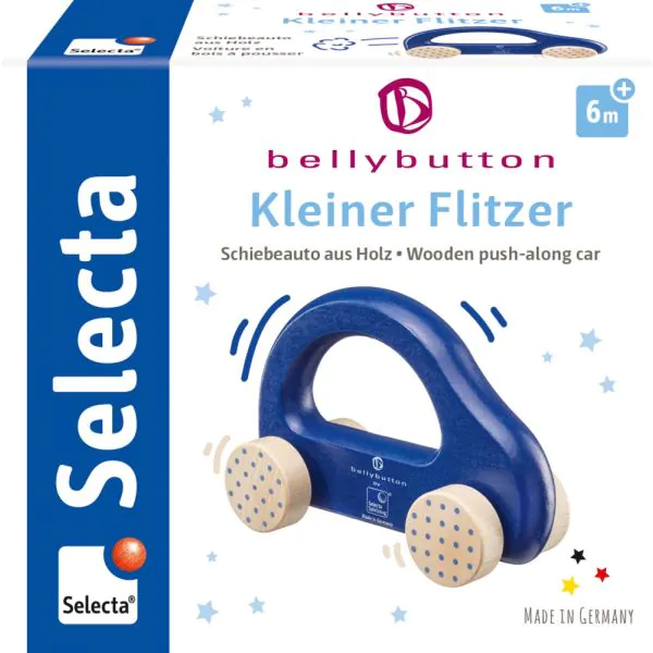 Schmidt Spiele bellybutton: Kleiner Flitzer, Greifling aus Holz, Blau, 10cm Jubiläumsangebot