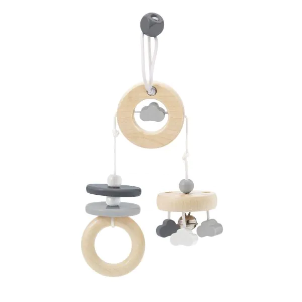 Schmidt Spiele bellybutton: Wolken Spaß, Minitrapez, Mobile aus Holz, Grau, 15,5 cm