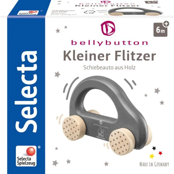 Schmidt Spiele bellybutton: Kleiner Flitzer, Greifling aus Holz, Grau, 10cm Neueste Mode