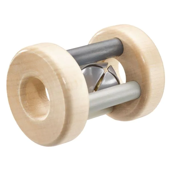 Schmidt Spiele bellybutton: Wolkenflitzer, Greifling mit Rassel aus Holz, Grau, 7 cm