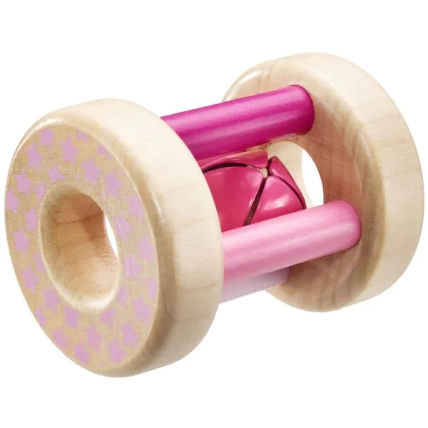 Schmidt Spiele bellybutton: Sternchenflitzer, Greifling mit Rassel aus Holz, Rosa, 15,5 cm