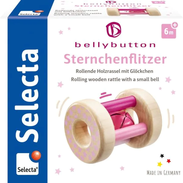 Schmidt Spiele bellybutton: Sternchenflitzer, Greifling mit Rassel aus Holz, Rosa, 15,5 cm Exklusive Angebote