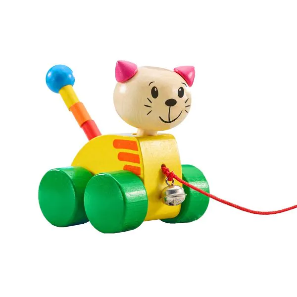 Schmidt Spiele Tinka, Nachzieh Katze aus Massivholz, 12 cm