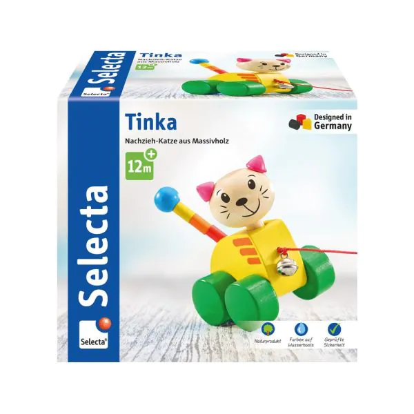Schmidt Spiele Tinka, Nachzieh Katze aus Massivholz, 12 cm Super Sparpreis