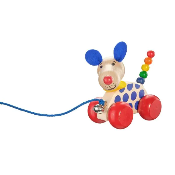 Schmidt Spiele Nico-Nachzieh-Hund, Schiebe-und Nachziehspielzeug aus Holz, 12 cm Letzte 2 Tage