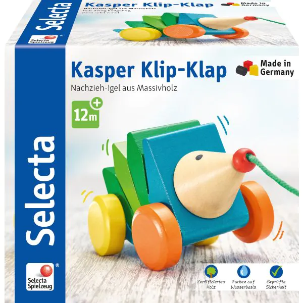 Schmidt Spiele Kasper Klip-Klap, Nachziehspielzeug aus Holz, 16cm Bis zu 50% Rabatt