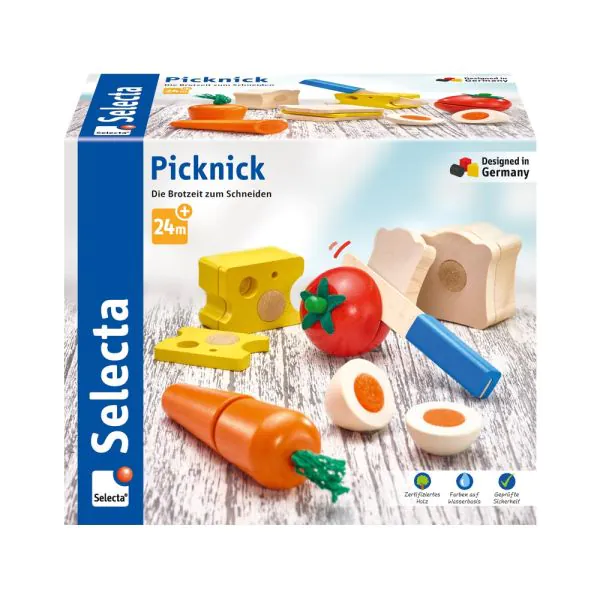 Schmidt Spiele Picknick, Klett und Schneidespielzeug aus Holz, 13 Teile Super Rabatt