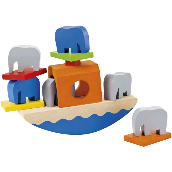 Schmidt Spiele Wippofant, Stapelspielzeug aus Holz, 15,5 cm