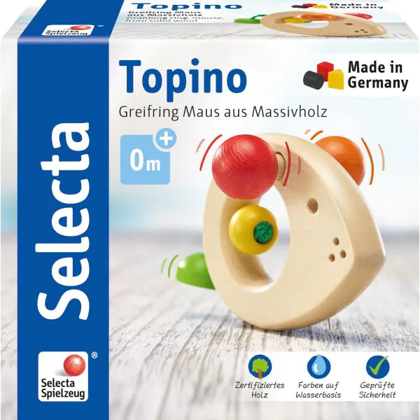 Schmidt Spiele Topino, Maus-Greifling aus Holz, 8 cm Fabrikverkauf