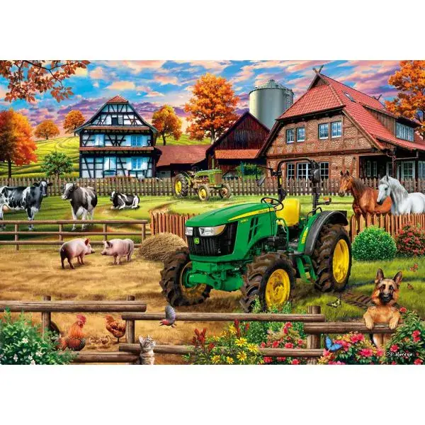 Schmidt Spiele John Deere: Bauernhof mit Traktor 5050E, 1.000 Teile Puzzle Fabrikpreis