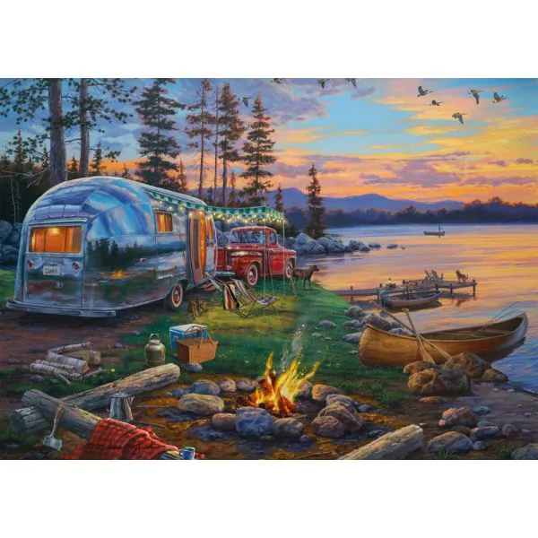 Schmidt Spiele Darrel Bush: Campingidyll am See, 1.000 Teile Puzzle Sonderangebot