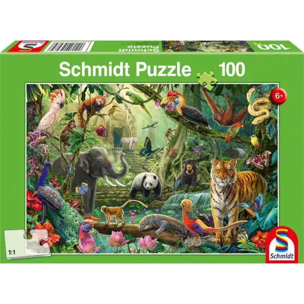 Schmidt Spiele Bunte Tierwelt im Dschungel, 100 Teile Kinderpuzzle Lagerräumung